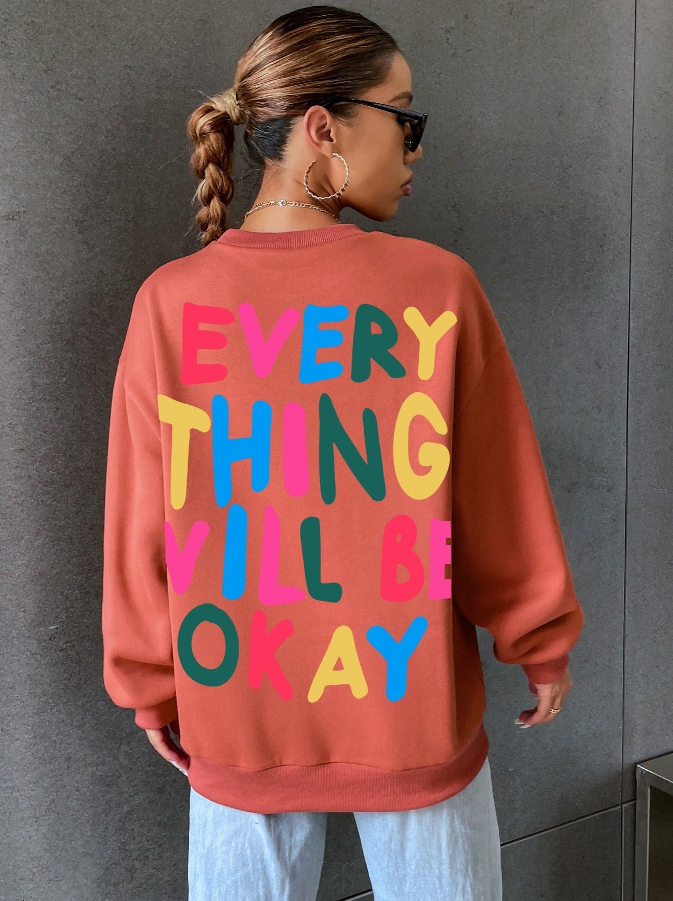 Casual Streetwear Letter Printed Pullover Sweatshirt