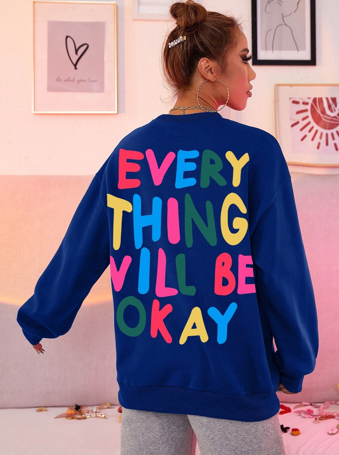 Casual Streetwear Letter Printed Pullover Sweatshirt