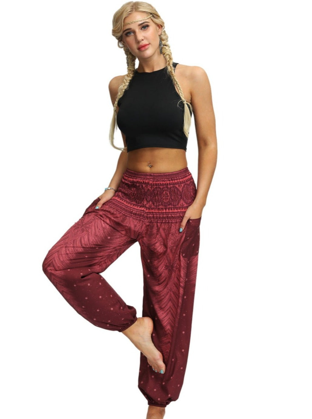 Trendy Digital Printed High-Waist Loose Pants