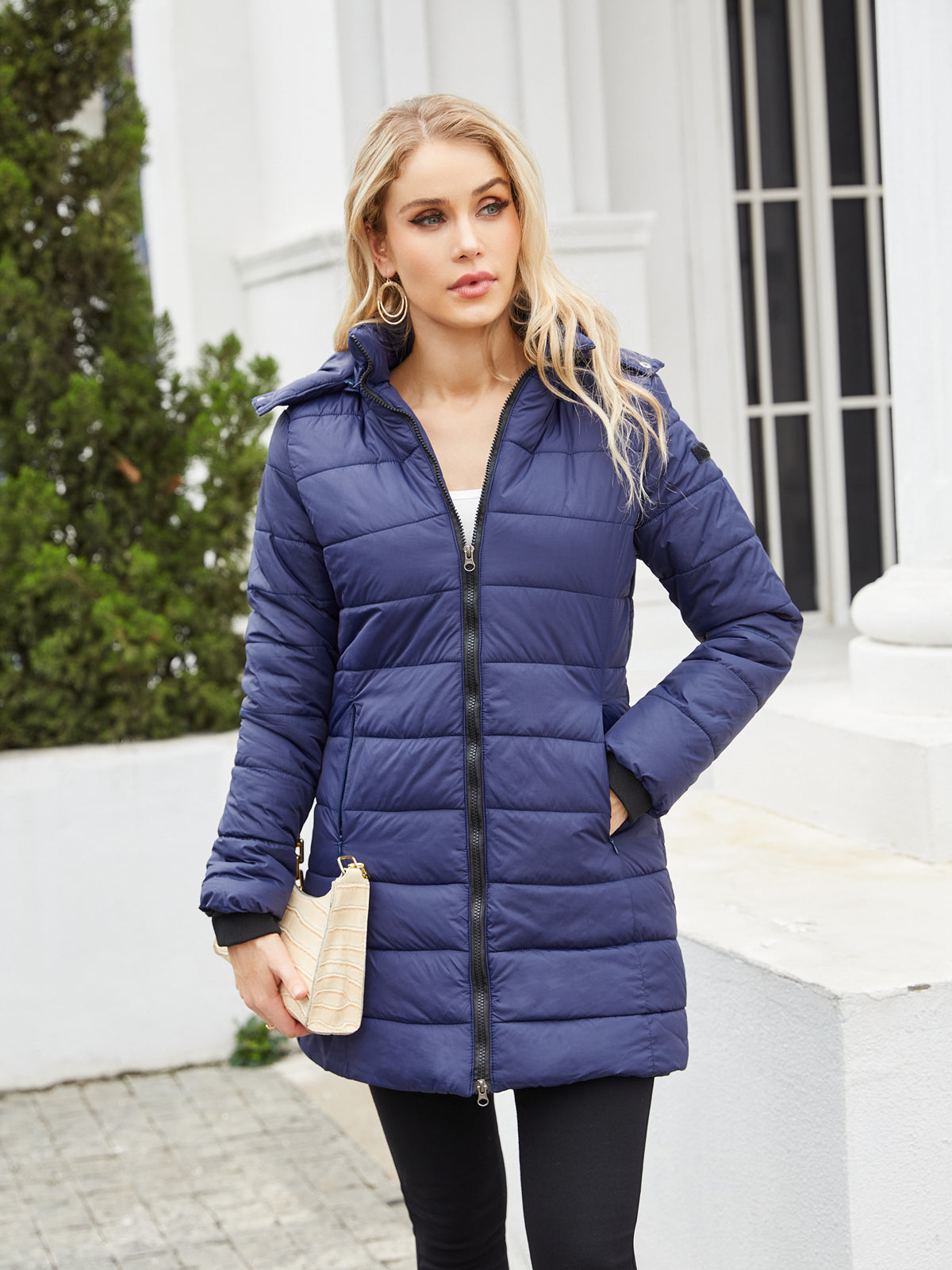 Steppjacke Damen Lang Warm Gefüttert – Leichte Winterjacke Mit Kapuze