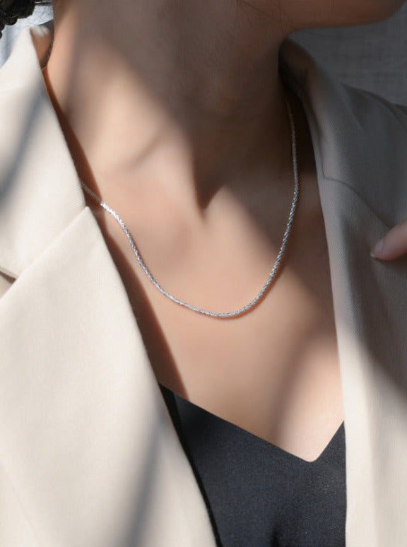 Sparkling Chain Clavicle Silver Necklace