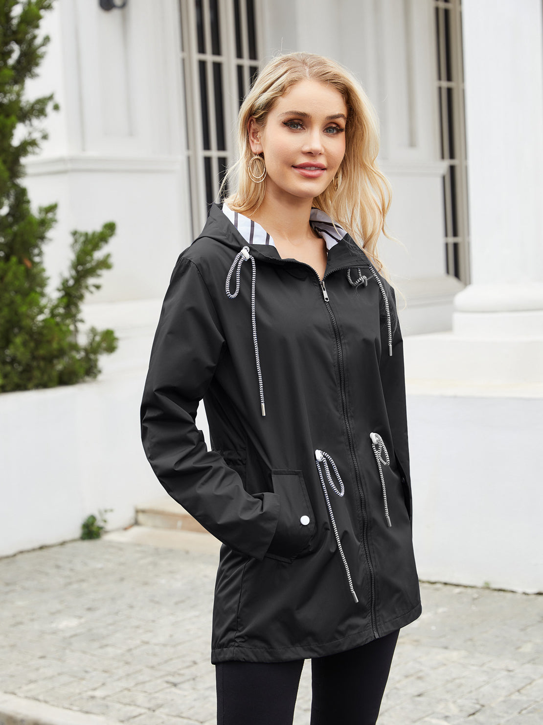 Übergangsjacke Damen Leicht mit Kapuze Modische Windjacke Freizeit