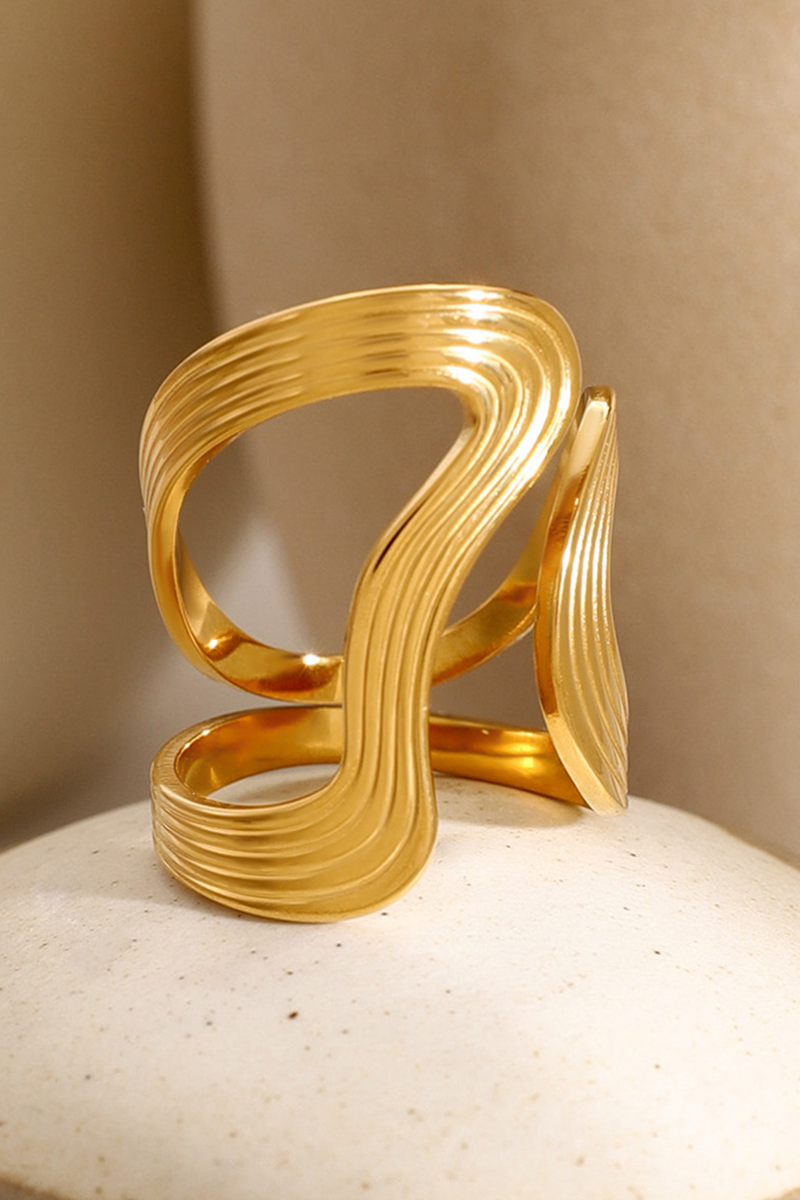 Titanium Steel Gold-Plated Sculptural Ring