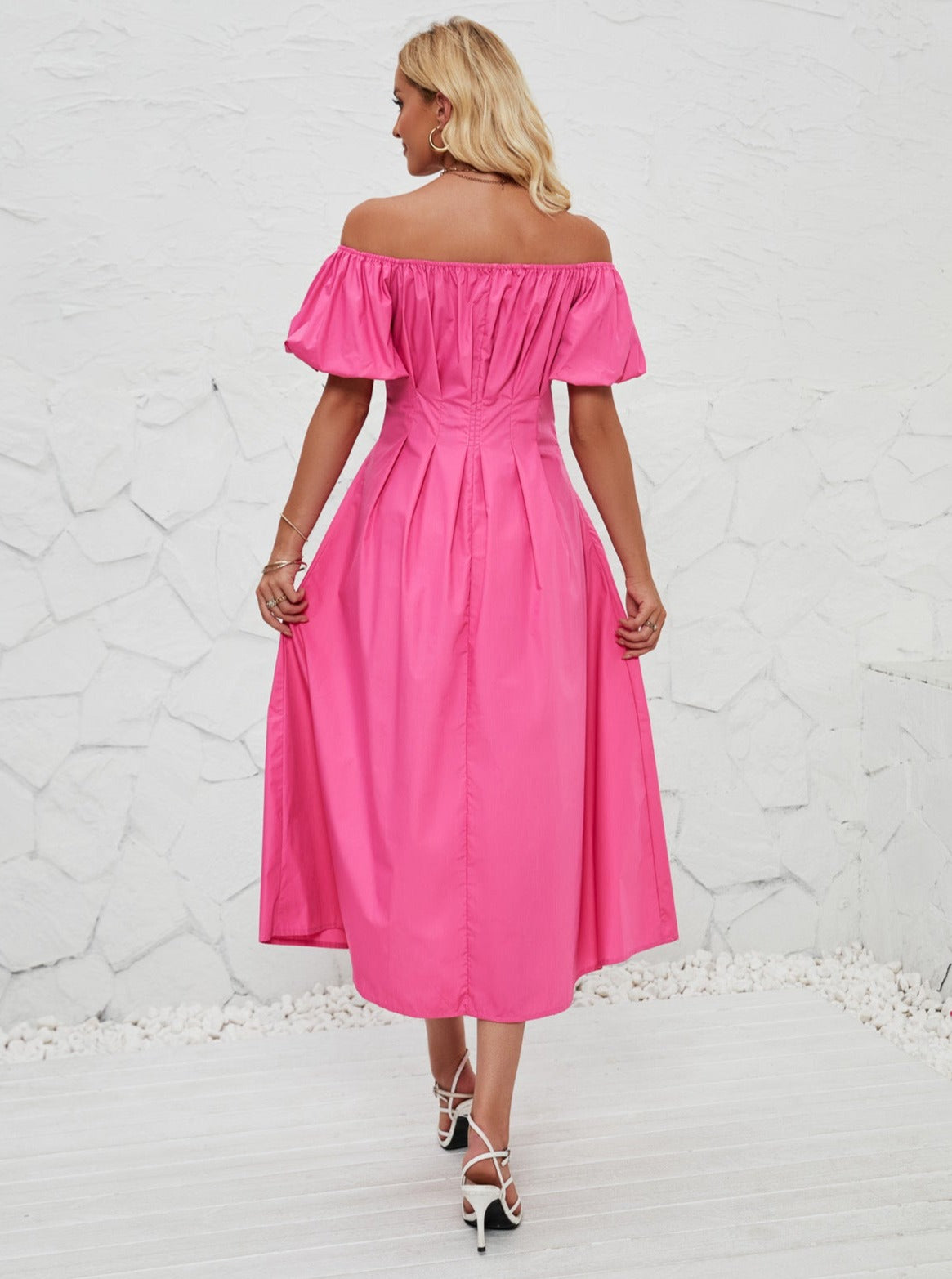 Off Shoulder Bell Sleeved Midi Dress