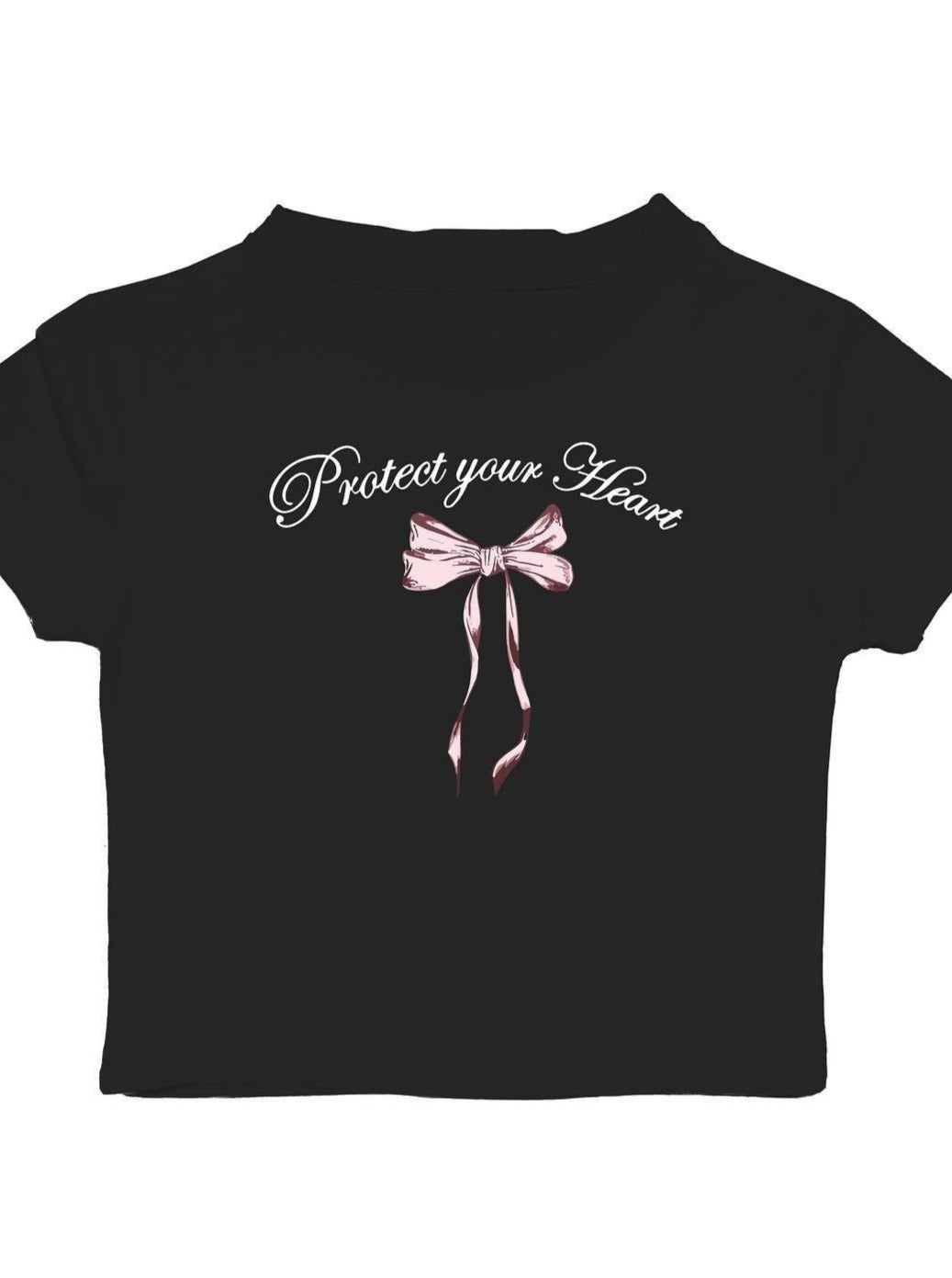 Short Sleeve Lettering & Bow Print Crop Tee