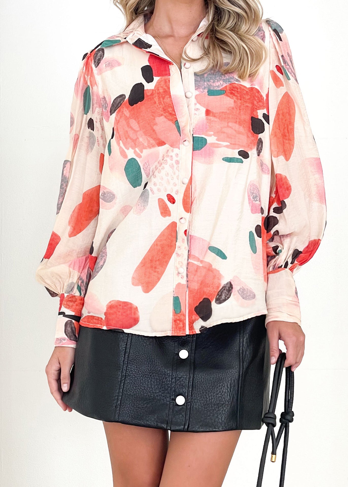 Lightweight Abstract Floral Blouse