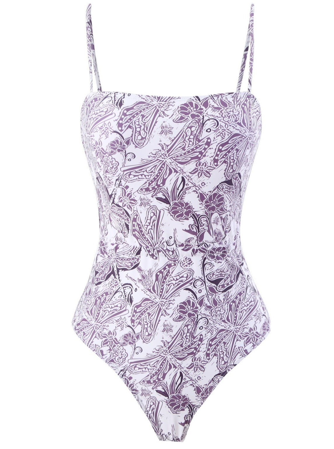 Vintage Dragonfly Floral Print Swim Wear