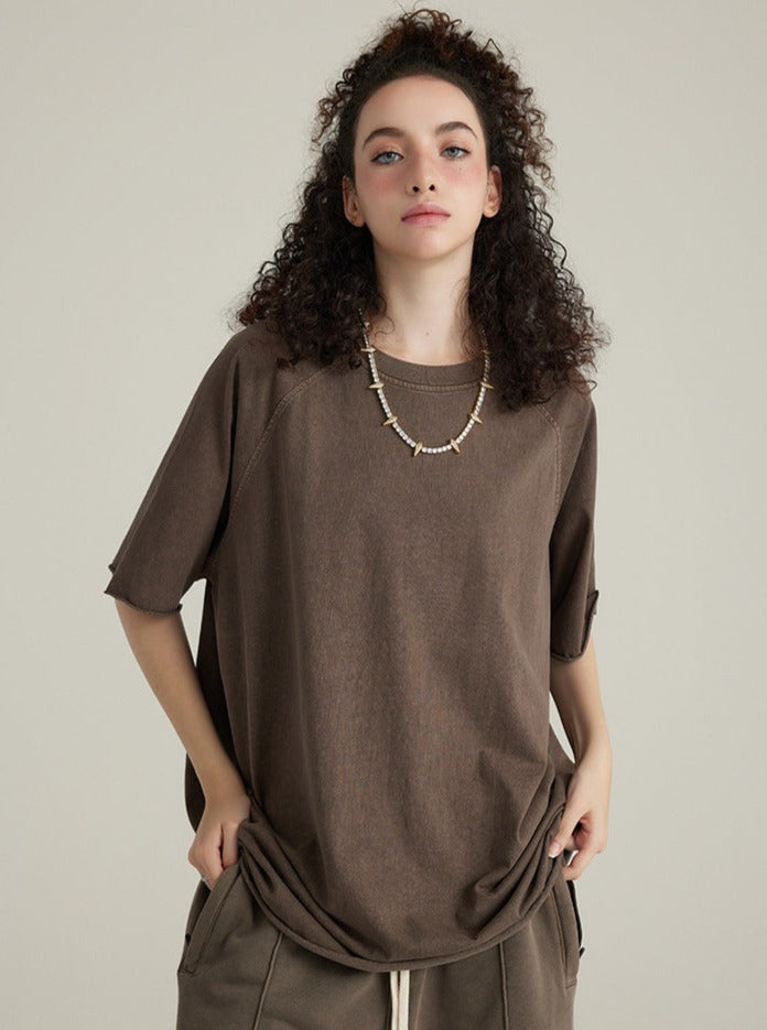 Loose Brown Basic Solid Color Casual Shirt