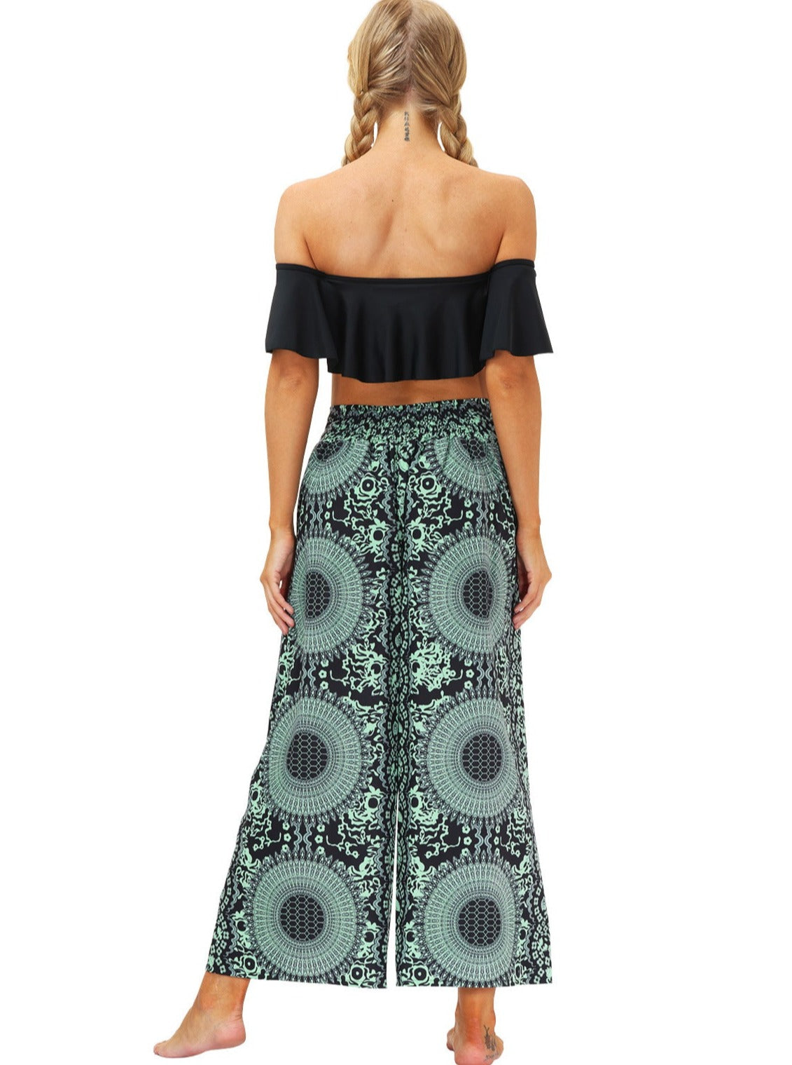 Wide-Leg Digital Printed Loose Pants