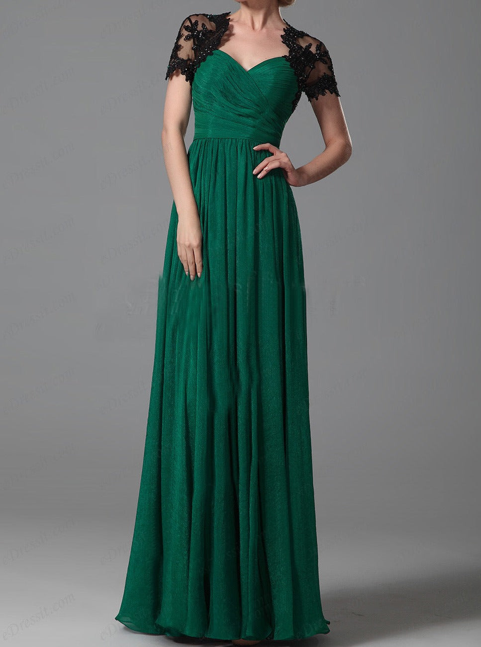 Elegant Green Pleated Party Dress