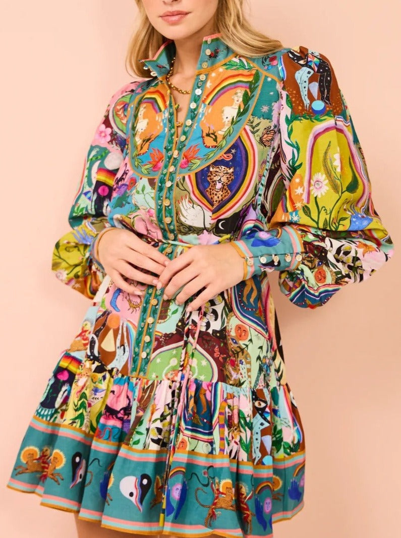 Casual Fashion Printed Cardigan Temperament Versatile Dress