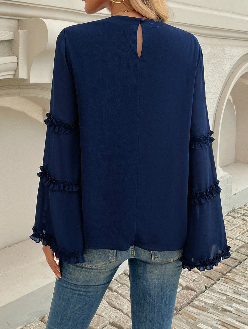 Chic Professional Ruffled Sleeve Blouse