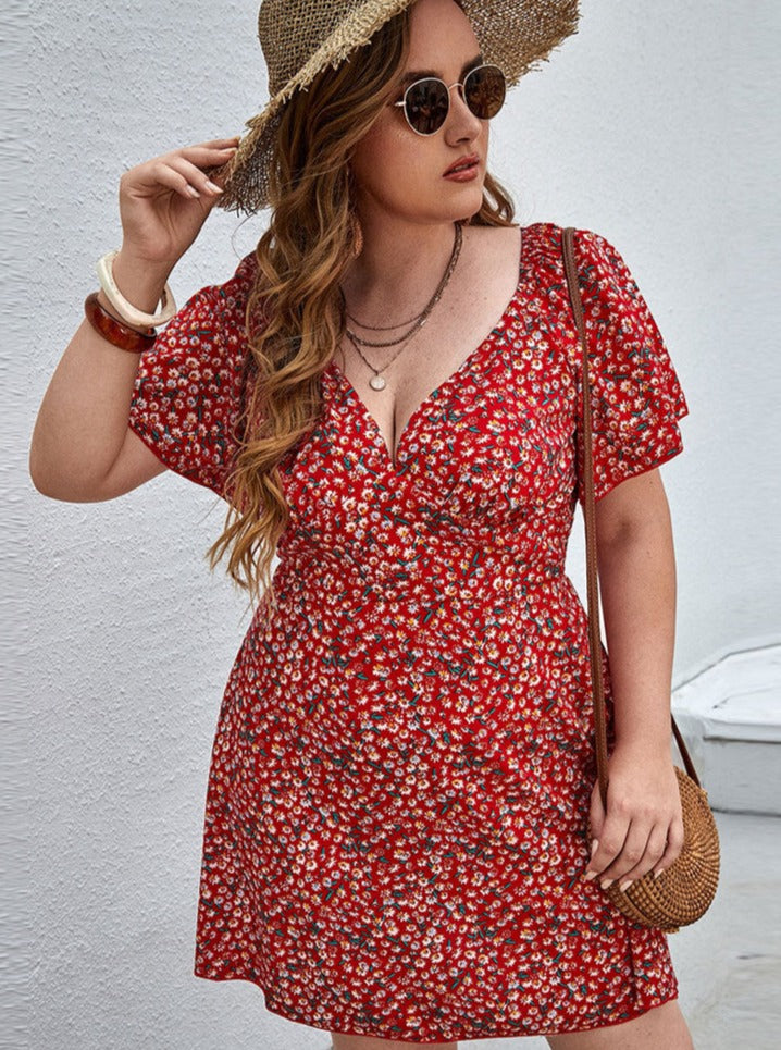 Summer Popular Sexy V-Neck Beach Casual Dress