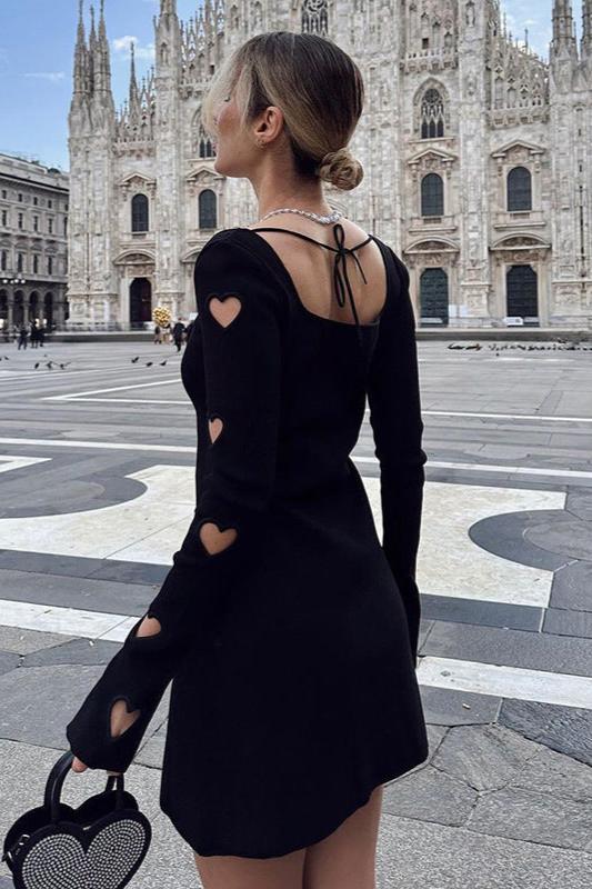 Black Heart Cut Out Scoop Neck Dress