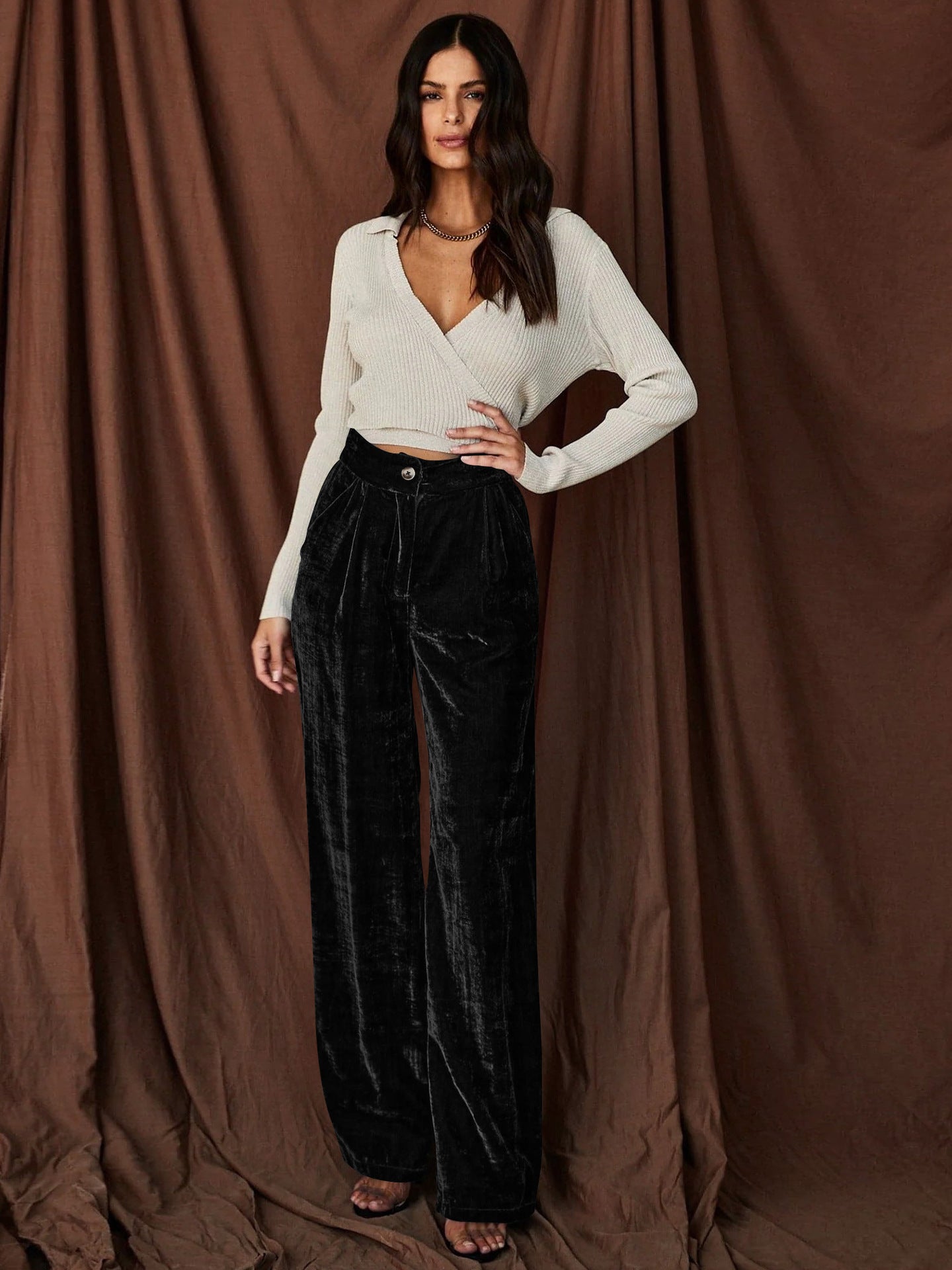 Luxurious High-Waisted Velvet Pants