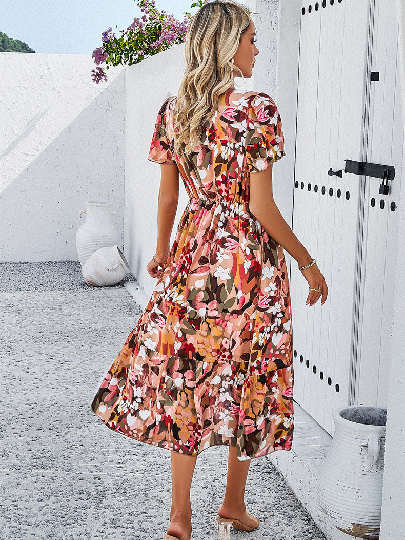 Red Floral V-Neck Sundress