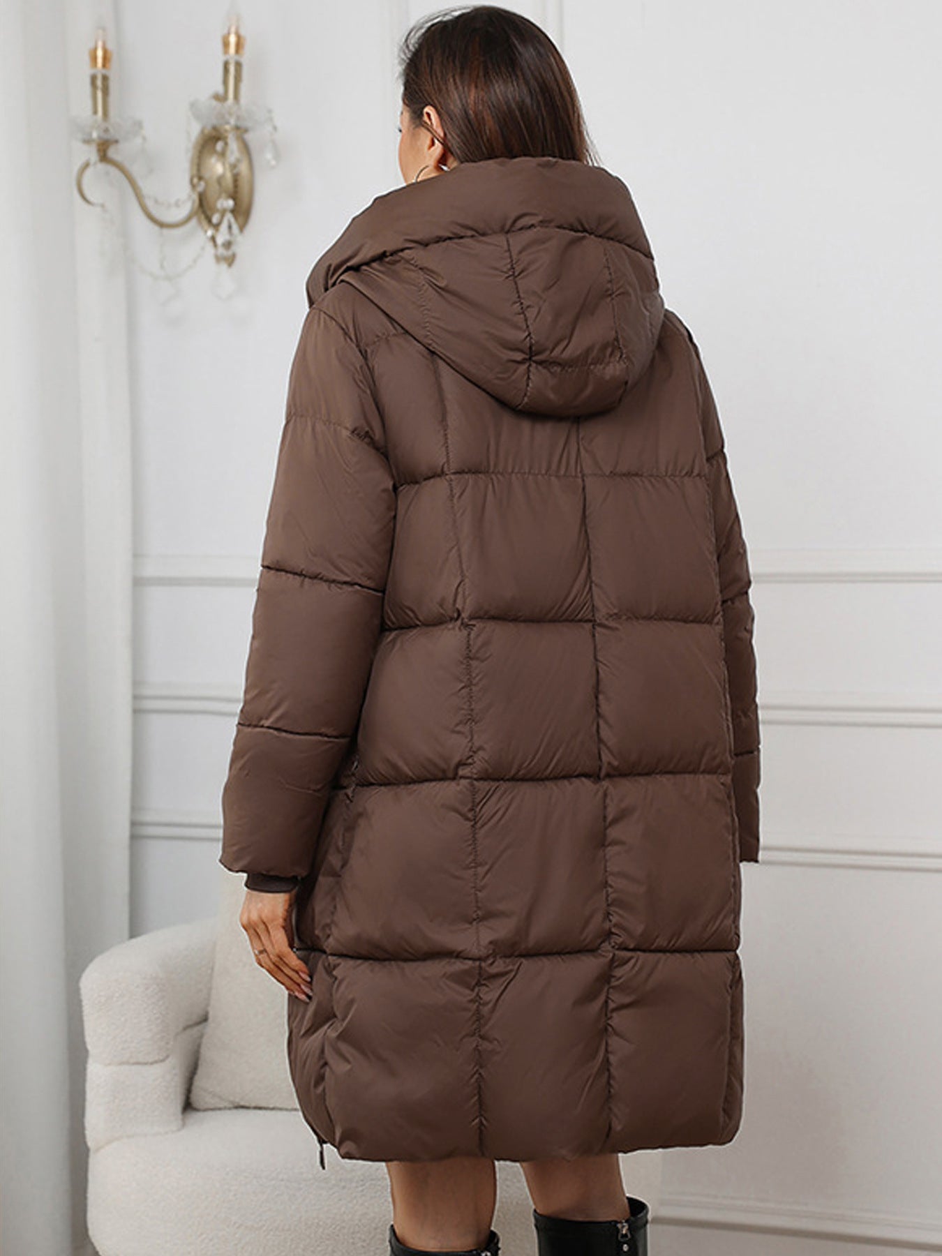 Damen Daunenmantel Lang mit Kapuze Steppmantel Winter Daunenjacke Wasserdicht