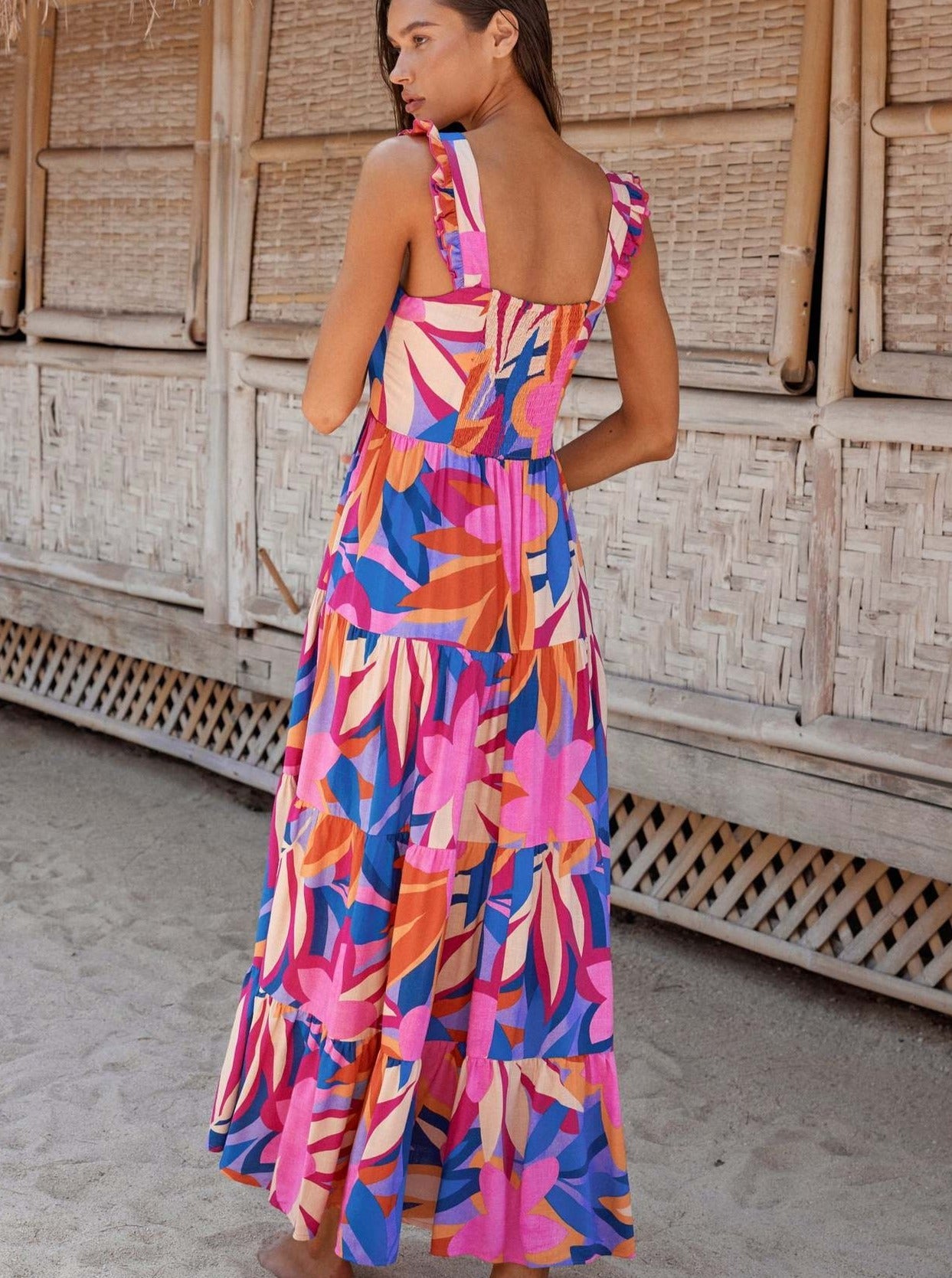 Bohemian Halter Flowy Midi Dress