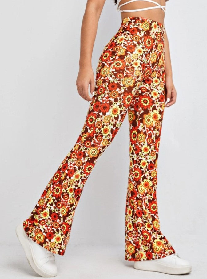 High-Waist Floral Printed Sexy Pants