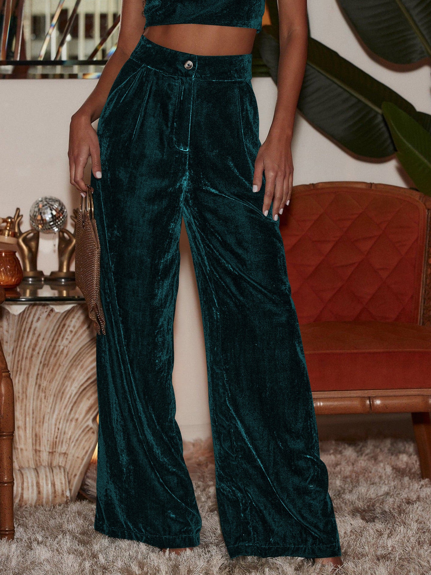 Luxurious High-Waisted Velvet Pants