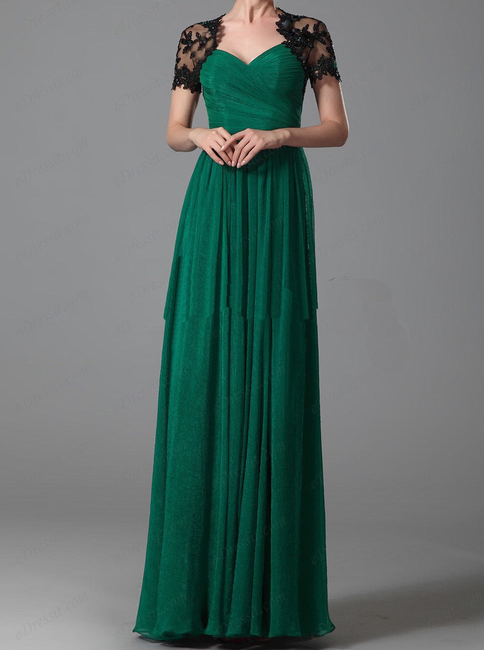 Elegant Green Pleated Party Dress