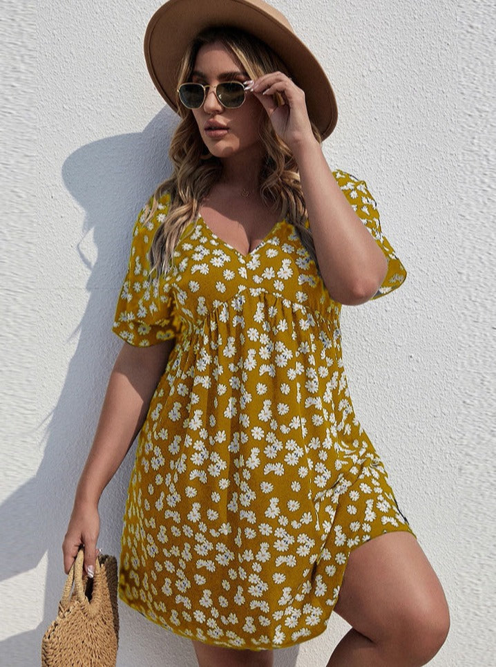 Floral Style Printed Vacation Dress