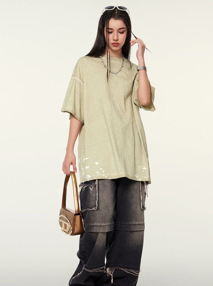 Splashed Ink Printed Short Sleeved Loose Shirt