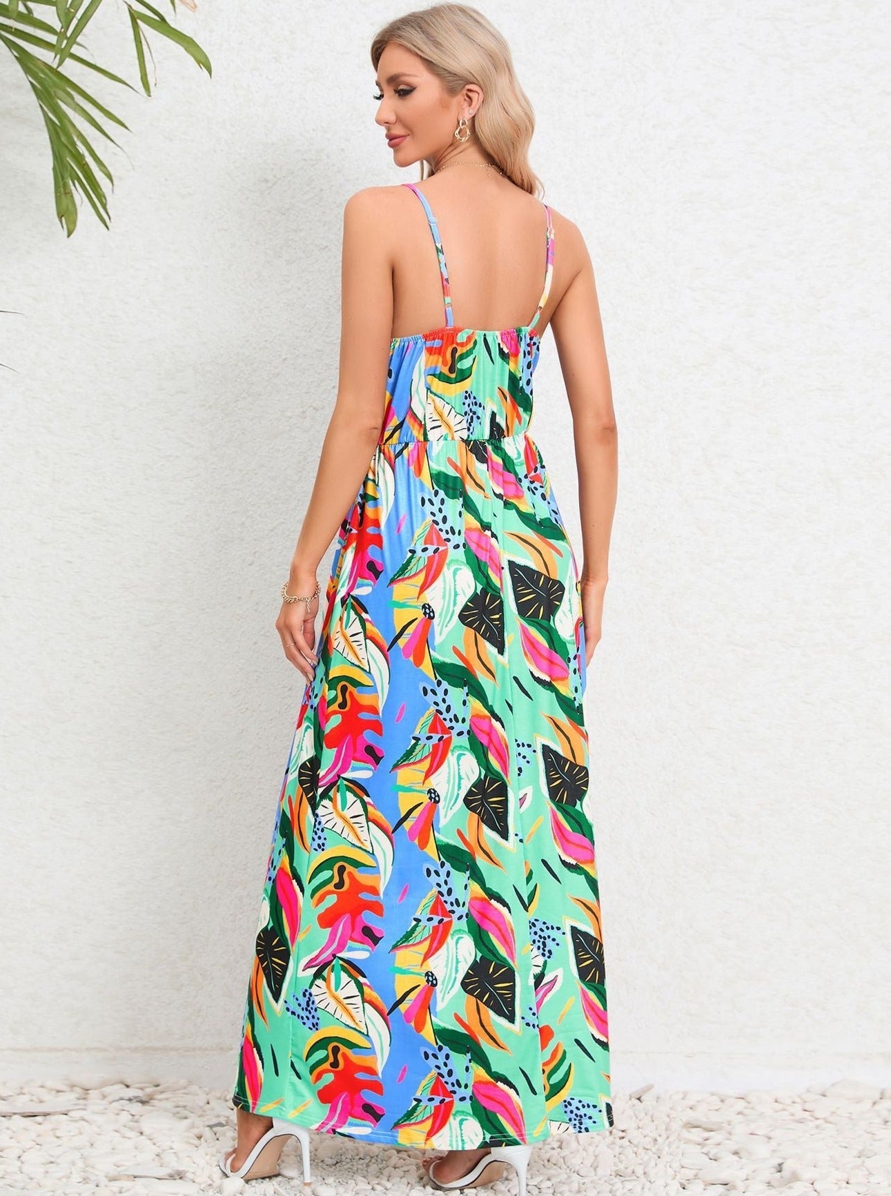 Multi Color Tropical Printed Long Dress