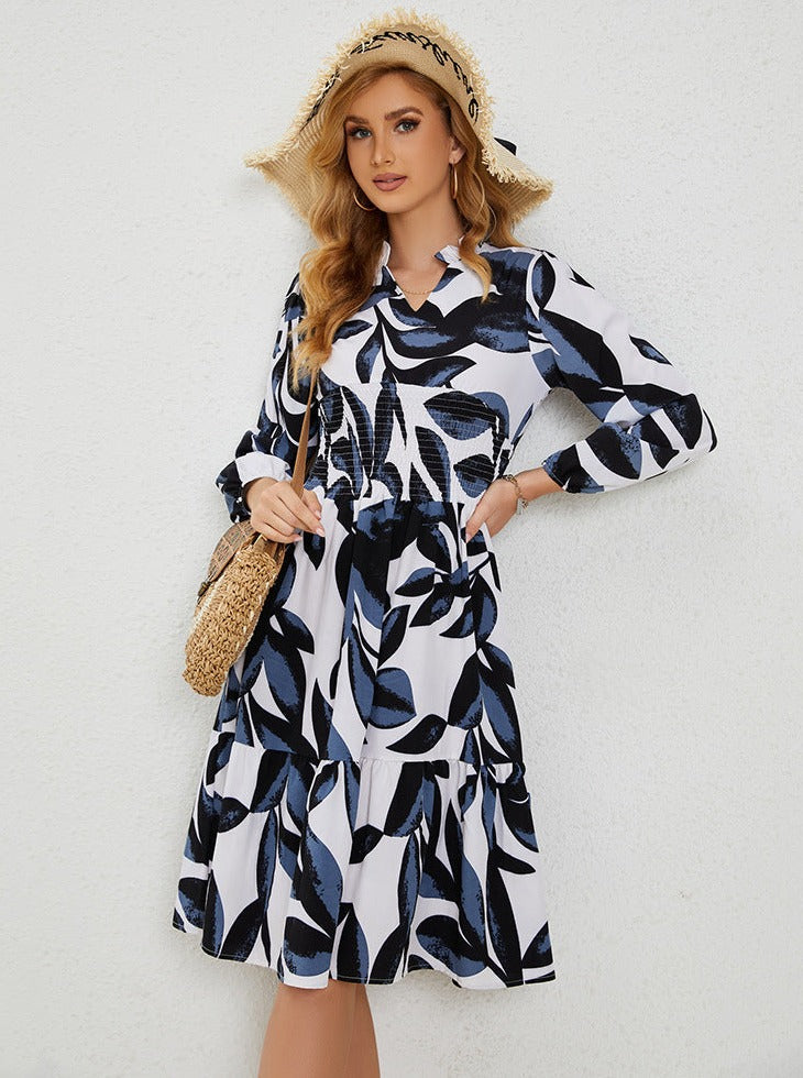 Casual Waist-Cut Temperament Midi Dress