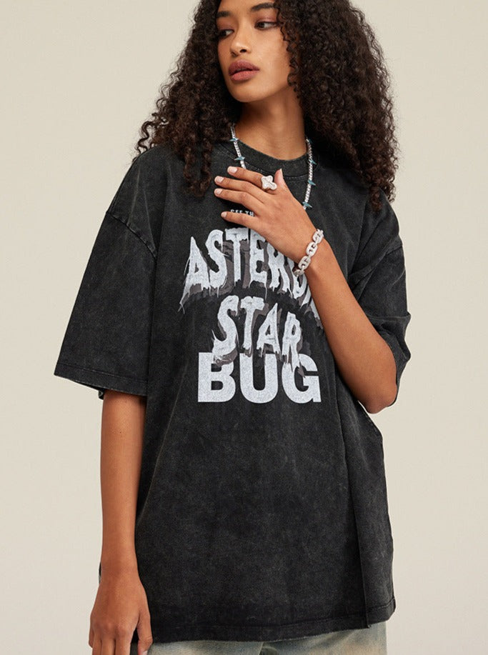 Black Casual Asteroid Letter Printed Shirt