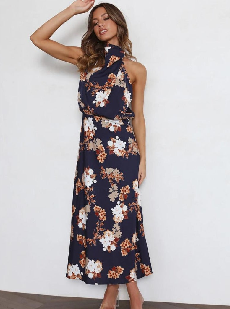 Floral Satin Party Summer Dress