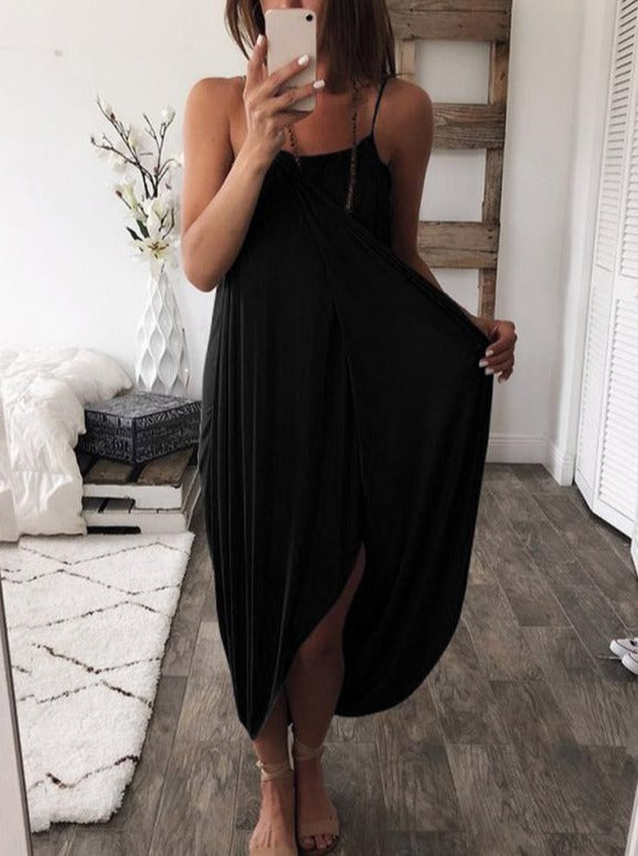 Airy Loose Asymmetrical Sleeveless Maxi Dress