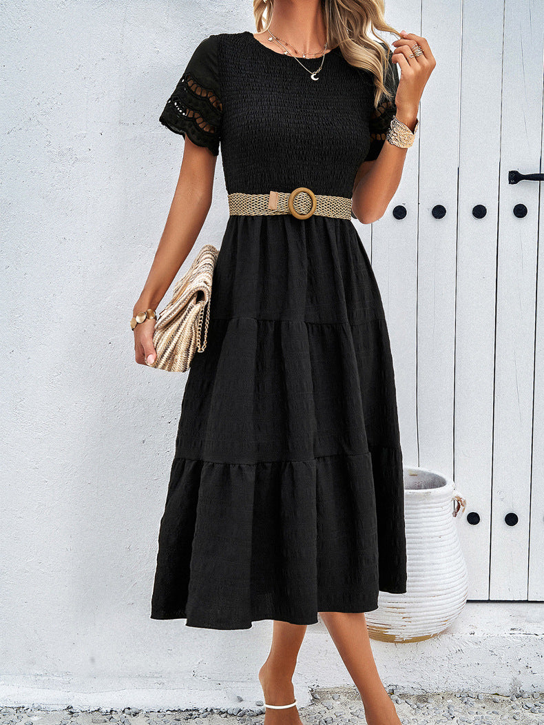 Black Elegant Layered Hollow Dress