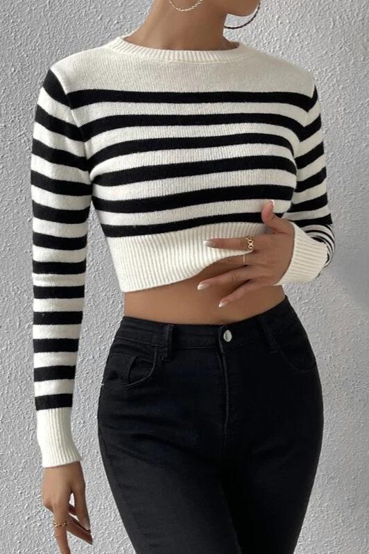 Long Sleeve Stripe Knitted Sweater