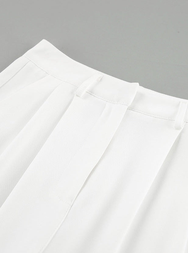 White High Waist Wide Leg Trousers