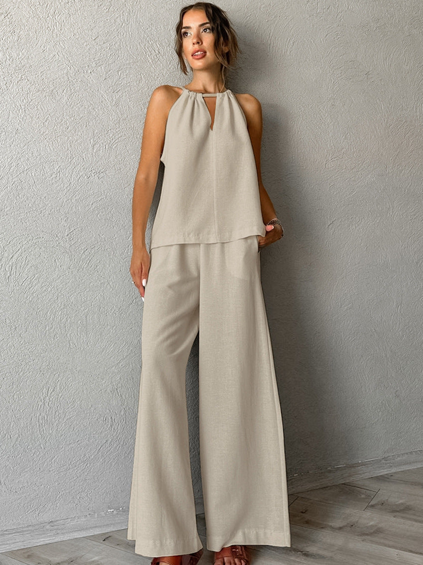 Plain Casual Sleeveless Lounge Set