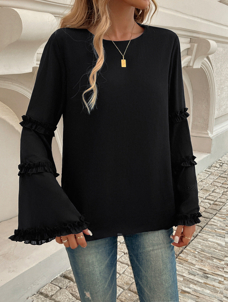 Chic Professional Ruffled Sleeve Blouse