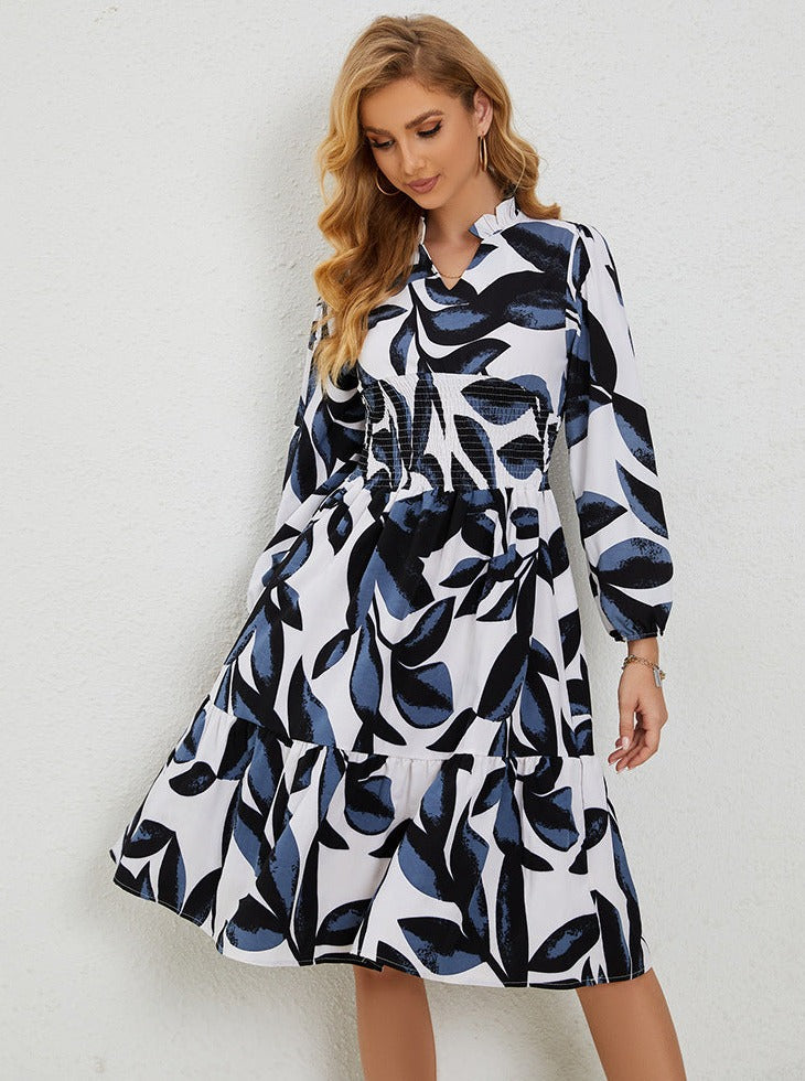 Casual Waist-Cut Temperament Midi Dress