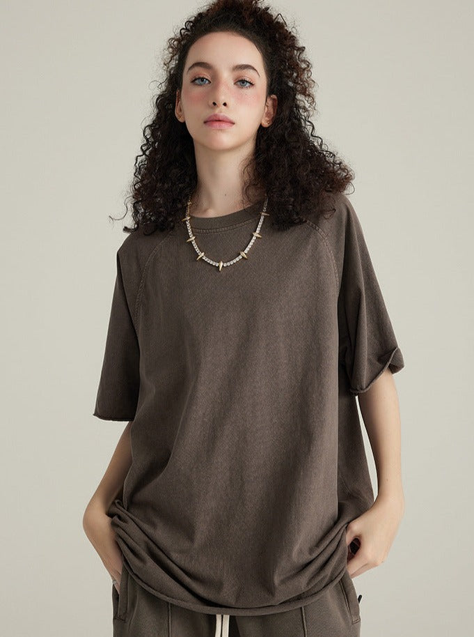 Loose Brown Basic Solid Color Casual Shirt