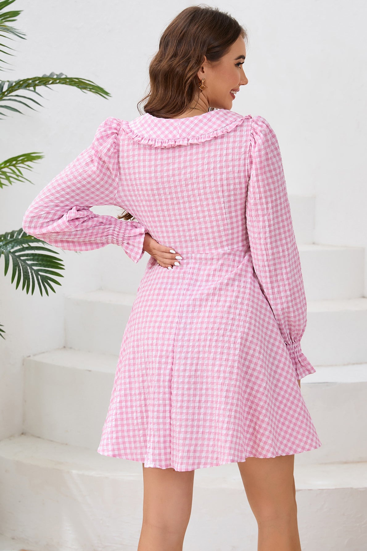 Ruffled Gingham Flounce Dress