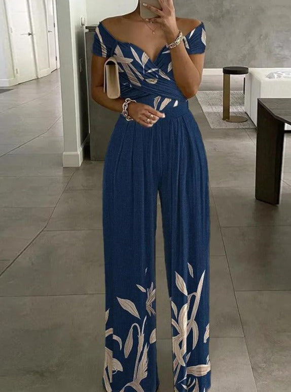 Casual Printed Wide Leg Jumpsuit