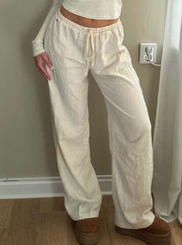 Solid Color Wide Leg Trousers