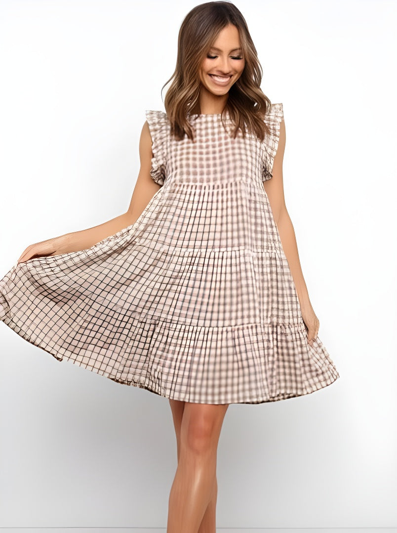 Classic Plaid Layered Sleeveless Dress