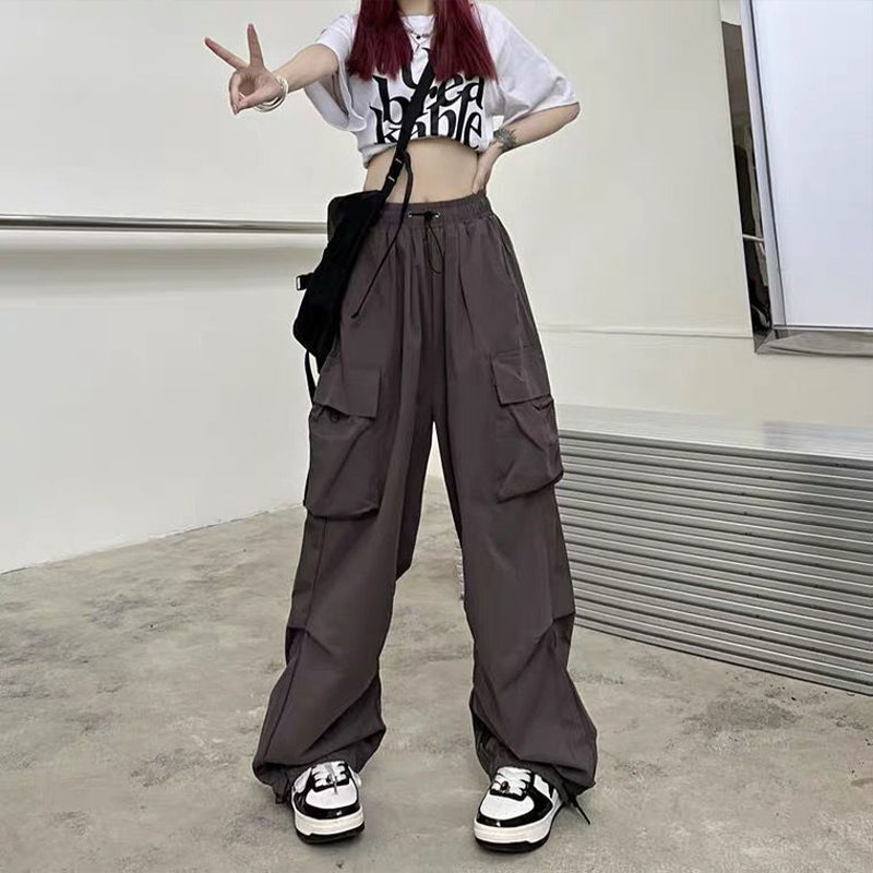 Casual Oversize Solid Low Waist Pants Drawstring Wide Leg Baggy Sweatpants