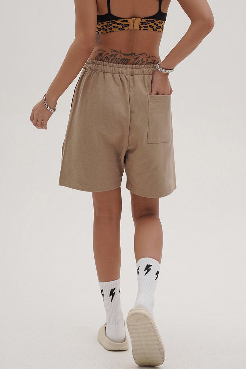 Classic Apricot Loose Drawstring Shorts