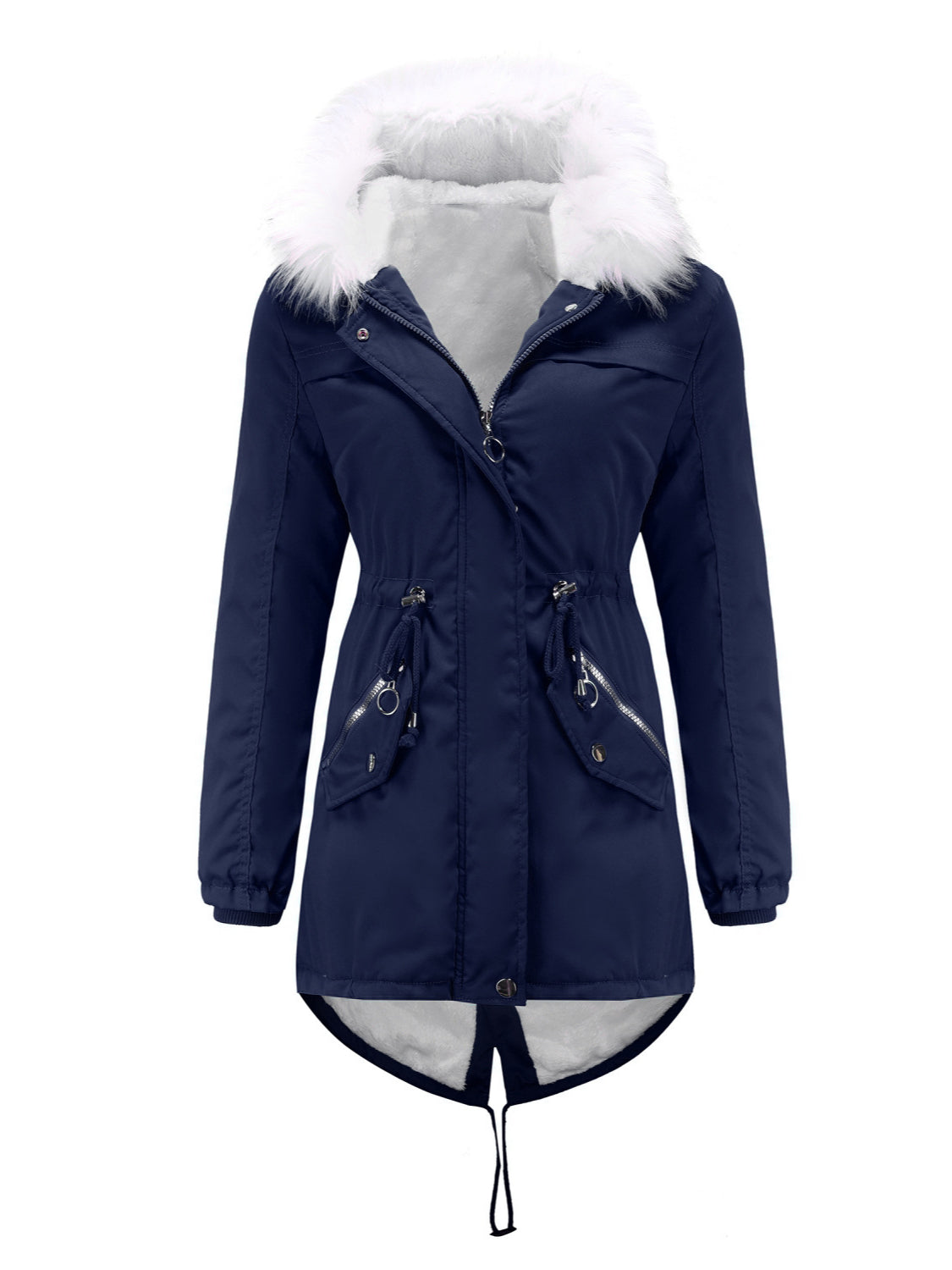 Parka Damen Mit Fellkapuze – Warme Winterjacke Mit Taillenzug