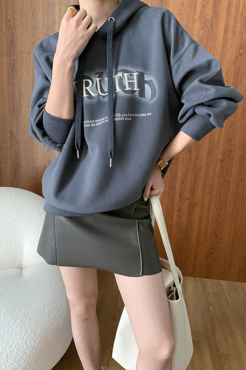 Damen-Kapuzenpullover mit Aufdruck Lässiger Hoodie in Übergröße 