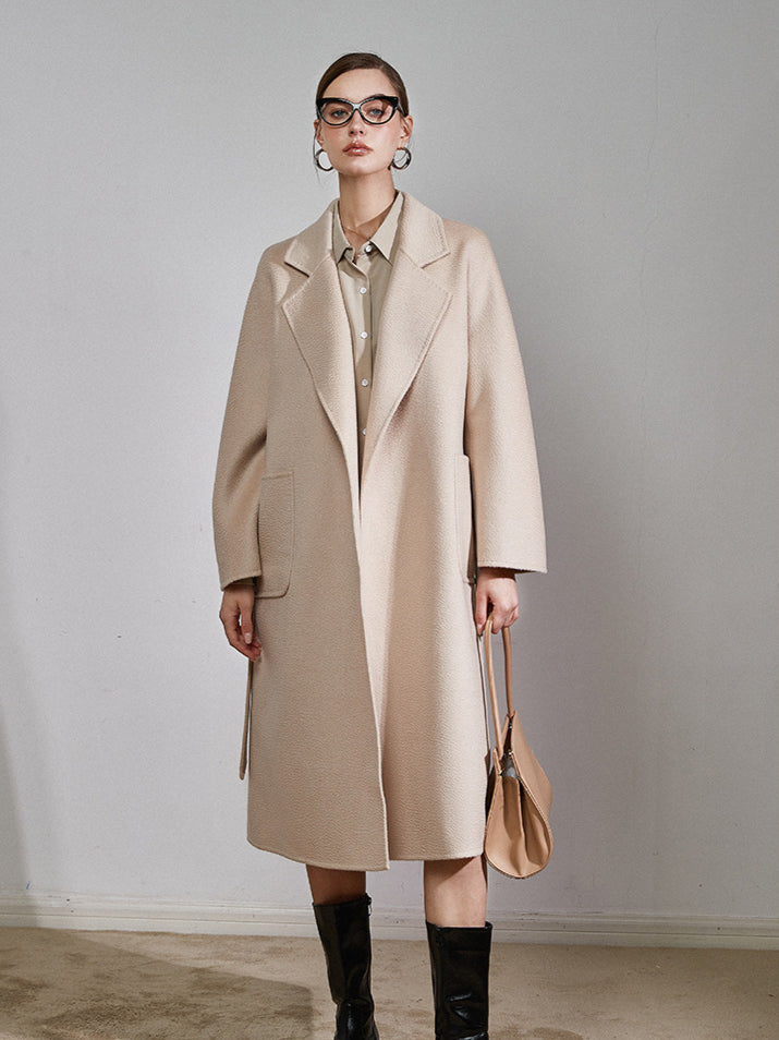 Damen Trenchcoat Mit Gürtel Lang Elegant Klassisch 