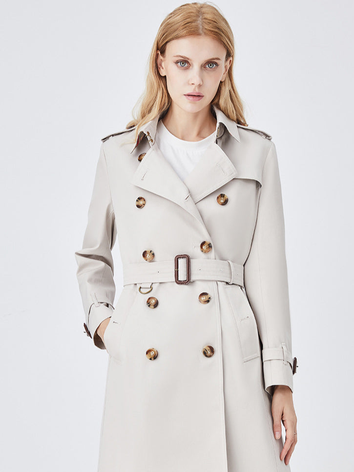 Trenchcoat Damen Lang Klassisch – Eleganter Übergangsmantel Mit Gürtel