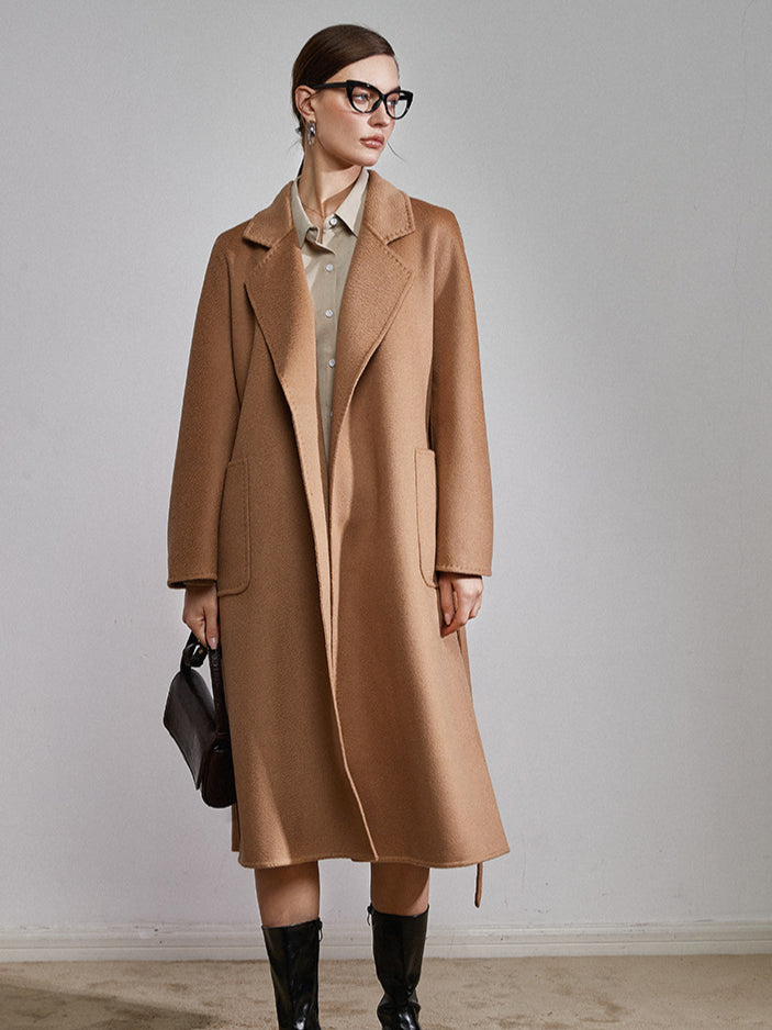 Damen Trenchcoat Mit Gürtel Lang Elegant Klassisch 